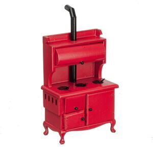 Dollhouse Miniature Old Fashioned Red Wood Burning Stove